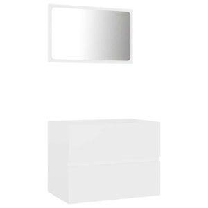 2 pcs conjunto de móveis de casa de banho contraplacado branco