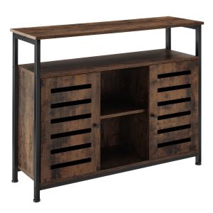 Aparador estilo industrial 3 prateleiras 100x37x82 cm madeira oscura
