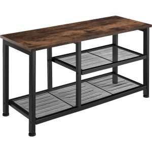 Sapateiro estilo industrial e 2 prateleiras 80x30x45,5 cm madeira oscura