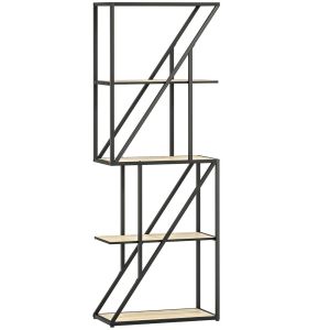 Estante 60x30x165 cm mdf e aço color marrón Homcom