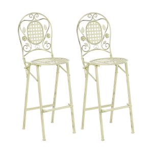 Conjunto de 2 bancos de bar para jardim bivio dobrável metal verde claro