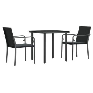 vidaXL juego comedor jardín 3 piezas y cojines ratán sintético y acero