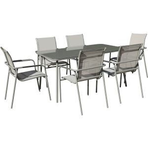 Conjunto de jardim para refeições em metal <<malaga>> - 6 lugares - cinzent