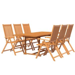 vidaXL juego de comedor de jardín 7 piezas madera maciza de acacia 150-200