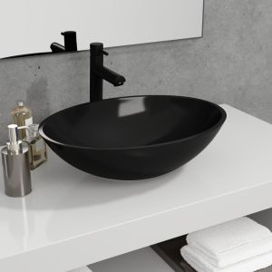 Lavatório 50x37x14 cm vidro preto pt4828