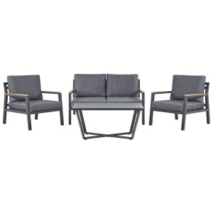 Conjunto de jardim com mesa 4 lugares delia metal cinzento