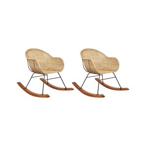 Conjunto de 2 cadeiras de baloiço lavinio rattan natural