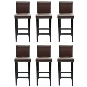 vidaXL taburetes de cocina 6 unidades cuero sintético marrón oscuro
