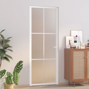 Porta de interior 76x201,5 cm vidro fosco e alumínio branco weg8120
