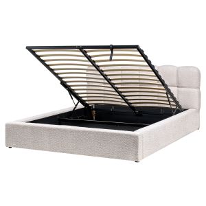 Sommier com arrumação baston bouclé creme claro 160 x 200 cm