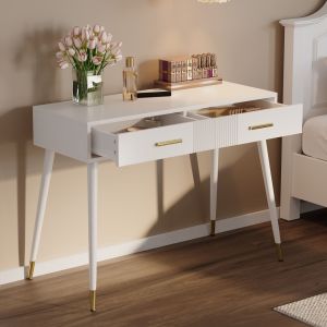 Mesa de toucador com 2 gavetas branco 76x100x40cm