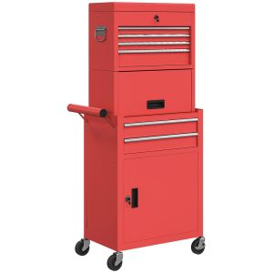 Carrinho de ferramenta 60,5x33,5x131 cm aço color rojo Homcom