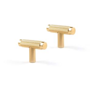 Rei | 2 puxadores de móveis modernos em dourado fosco, modelo 769