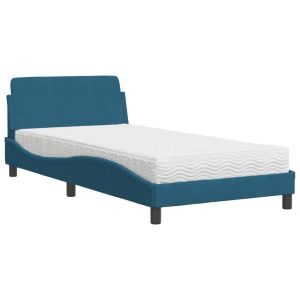vidaXL cama con colchón dover terciopelo azul 100x200 cm