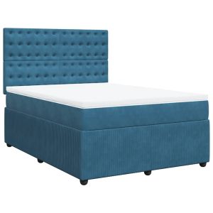vidaXL cama box spring con colchón terciopelo azul 140x200 cm