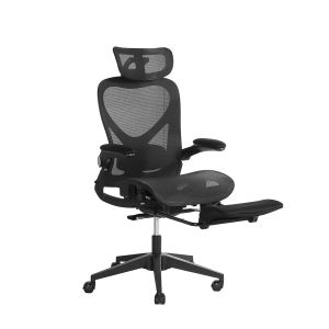 Cadeira de escritório ergonómica dobrável rede preta com apoio lombar 3d