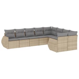 vidaXL set de sofás de jardín 9 pzas con cojines ratán sintético beige