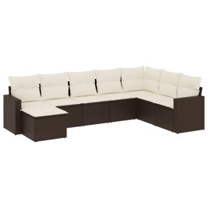 vidaXL set sofás de jardín 8 piezas y cojines ratán sintético marrón