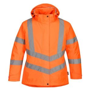 Parka feminina acolchoada de inverno de alta visibilidade da portwest - flu
