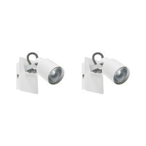 Conjunto de 2 candeeiros de foco bonte ajustável metal branco