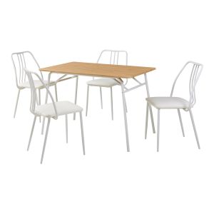 Conjunto de jantar omso mesa de jantar 110x70cm 4 cadeiras carvalho/branco