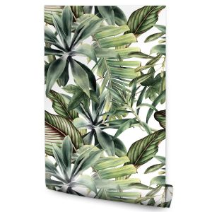 Papel de parede quarto monstera folhas plantas exóticas decoração moderna