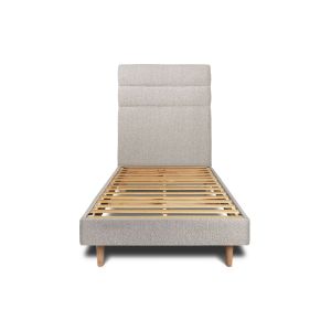 Cama de 90x200 cm com cabeceira de linha - tecido bouclette - cinzento