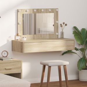 Mesa de maquilhagem de parede  com luzes LED em carvalho sonoma wf261033