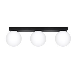 Lámpara de techo yoli 3 negro acero/vidrio 50x14.5x12cm