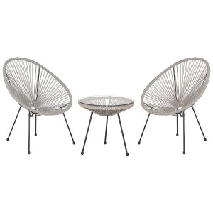 Conjunto bistro acapulco ii rattan sintético cinzento claro