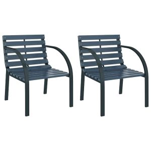 Cadeiras de jardim 2 pcs madeira cinzento