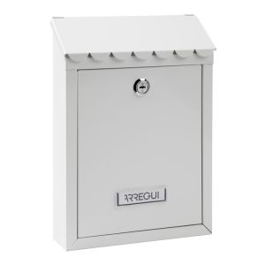 Caixa de correio individual exterior, pequena, cívica, aço, branco, 21,6 x