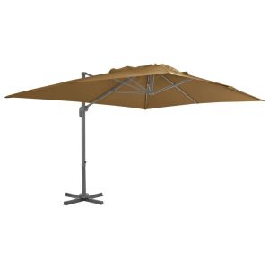 vidaXL sombrilla jardín voladiza con palo de aluminio taupe 400x300 cm