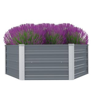 vidaXL jardinera elevada 129x129x45 cm acero galvanizado gris