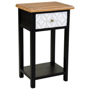 Mesa de centro em madeira com 2 gavetas e 1 prateleira 48x35x82