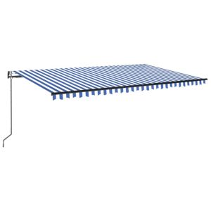 Toldo automático LED e sensor de vento 500x300 cm azul e branco
