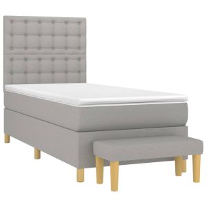 vidaXL cama box spring con colchón tela gris claro 100x200 cm