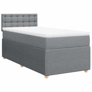 vidaXL cama box spring con colchón tela gris claro 100x200 cm