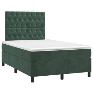 vidaXL cama box spring con colchón terciopelo verde oscuro 120x190 cm