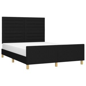 vidaXL cama sin colchón tela negro 140x190 cm