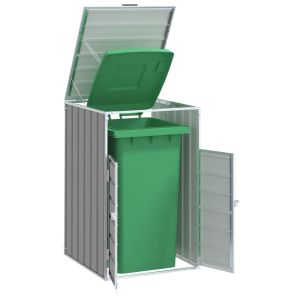 Abrigo para caixote do lixo 72x81x115 cm aço cinzento pt1381