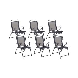 Conjunto de 6 cadeiras de jardim livo metal preto
