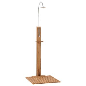 vidaXL chuveiro de jardim em madeira de teca maciça 75x75x210 cm