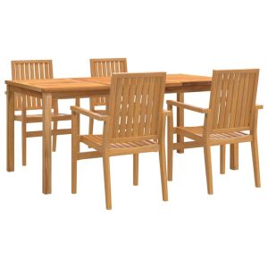 vidaXL juego de comedor para jardín 5 piezas madera maciza de teca