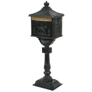 Caixa correio pedestal vintage alumínio inoxidável verde