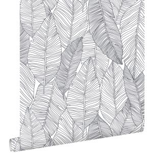 Estahome papel de parede folhas desenhadas a caneta 53 cm x 10.05 m 139011