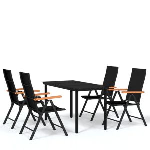 vidaXL juego de comedor para jardín 5 piezas negro
