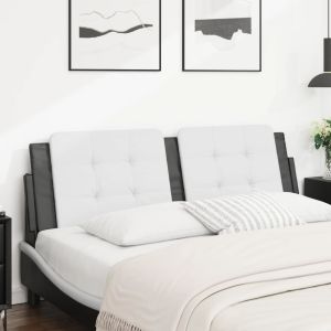 Almofadão de cabeceira 160 cm couro artificial branco e preto ptob9604