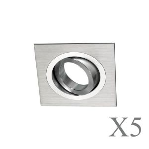 Pack 5 foco embutido regulável classic quadrado alumínio wonderlamp 1xgu10