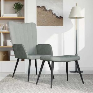 Cadeira de descanso com banco veludo cinzento-claro ewg9553